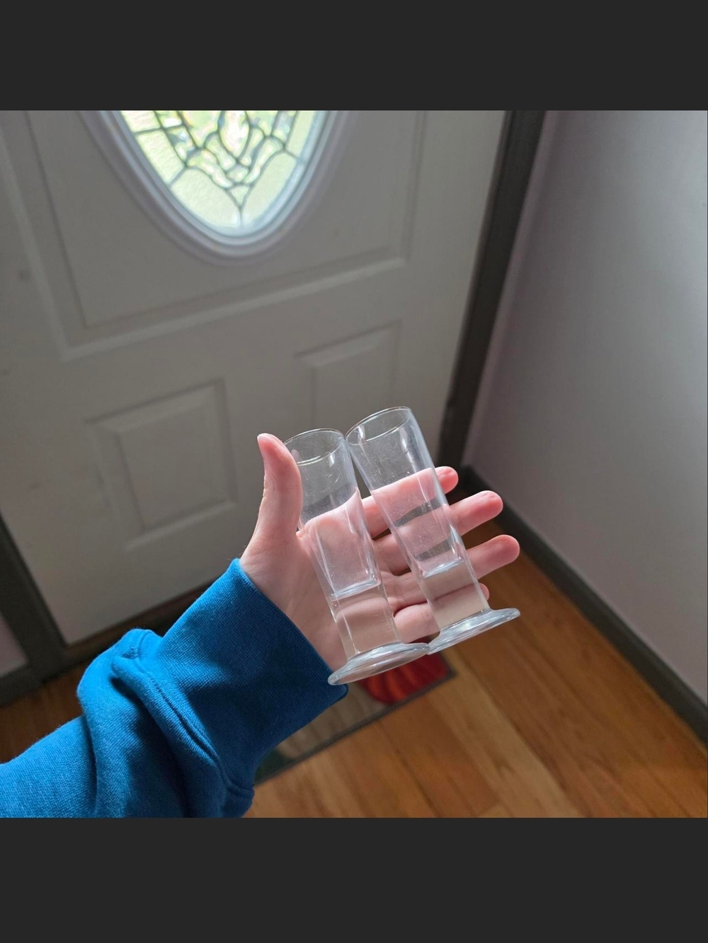 Set of 2 Tall Footed Shooter Shot Glasses Clear Cylinders